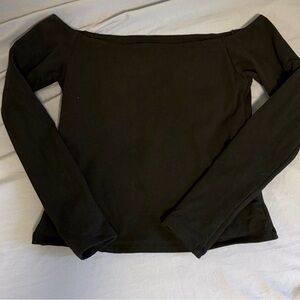 Abercrombie & Fitch Black Off-Shoulder Long Sleeve Top